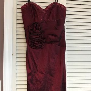 Long burgundy formal dress